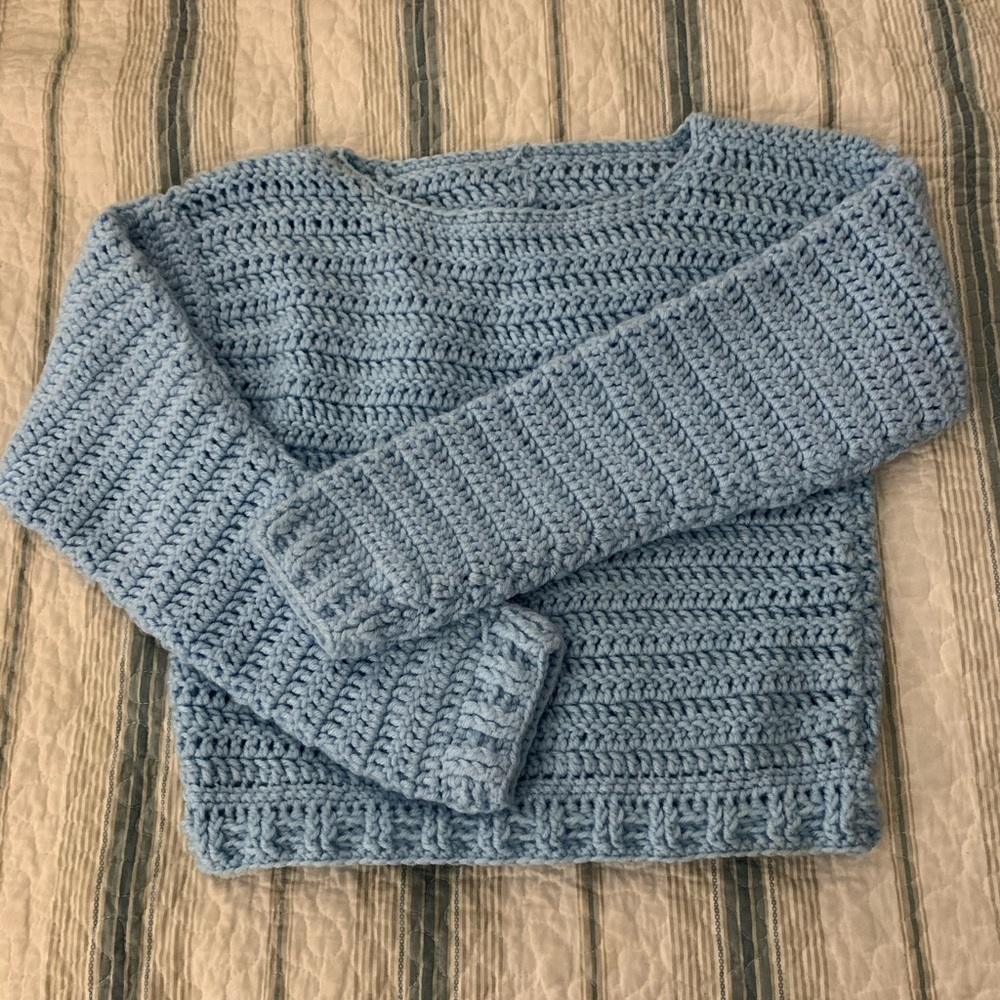 Baby Blue Crochet Sweater
